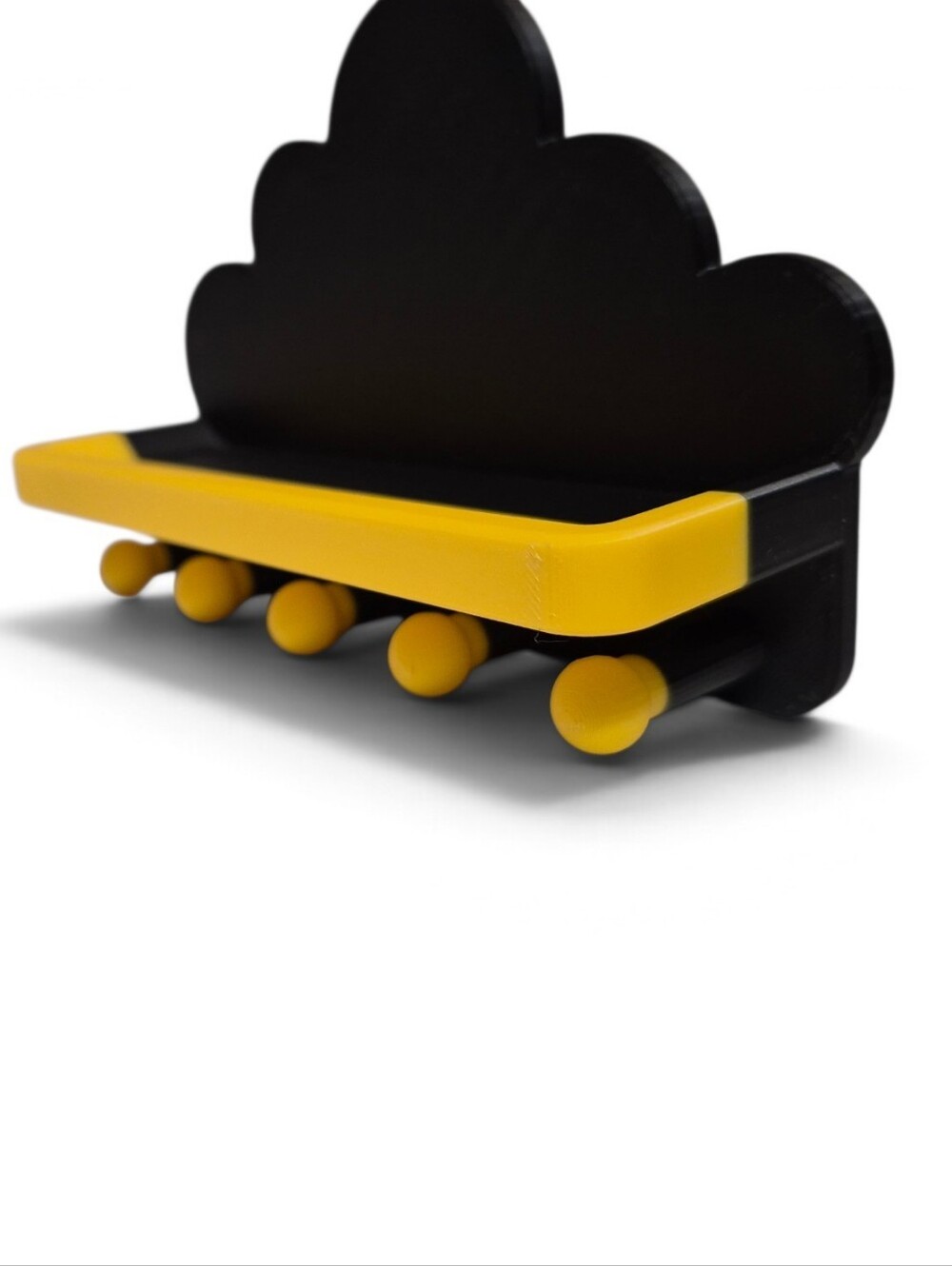 Cloud Wall Hook Shelf in Black and Yellow Key Holder Jewelry Holder Hanger